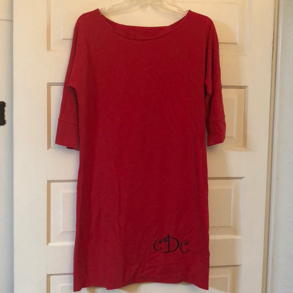 Kelly’s kids red cotton monogrammed dress